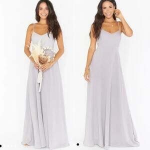 Show Me Your MuMu Faith Maxi Dress Dove Grey Chiffon Formal Lined Classic